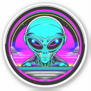 Pegatina Extranjero terrestre volando un OVNI