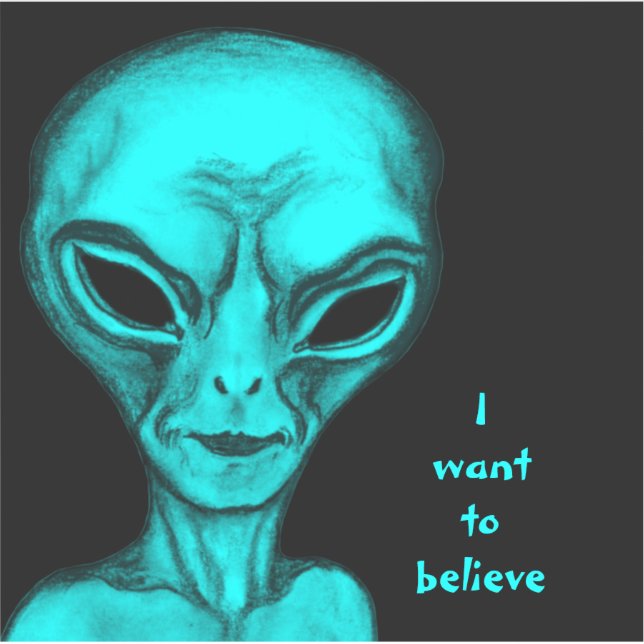 Pegatina Extraterrestre, quiero creer (Anverso)