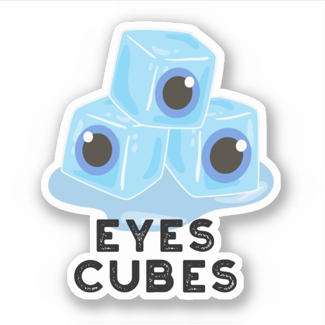 Pegatina Eyes Cubes Funny Ice Pun (Anverso)