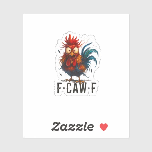 Pegatina F-Caw-F Pollo Gallo Meme Divertido (Hoja)
