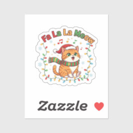 Pegatina Fa La La Meow Funny Christmas Singing Cat Sticker