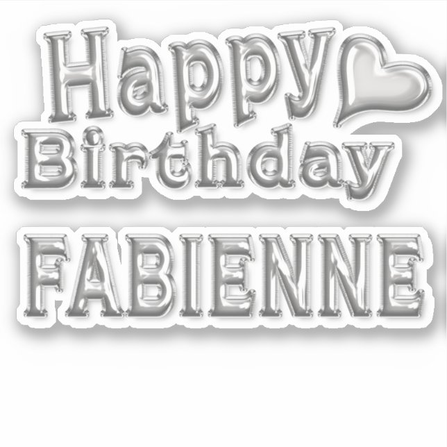 Pegatina Fabienne Happy Birthday silver Aufkleber Sticker (Anverso)