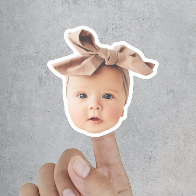 Pegatina Face de bebé graciosa foto de Personalizado (Funny Baby Face Cut Out Custom Photo Sticker
)