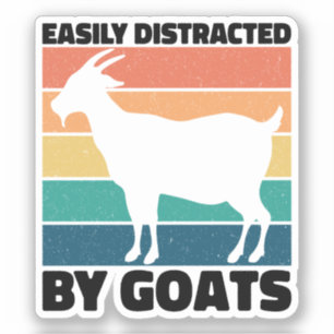 Pegatina Fácilmente Distraído Por Amantes De Cabras Kawaii 