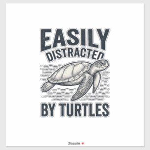 Pegatina Fácilmente Distraído Por Camiseta Vintage De Tortu