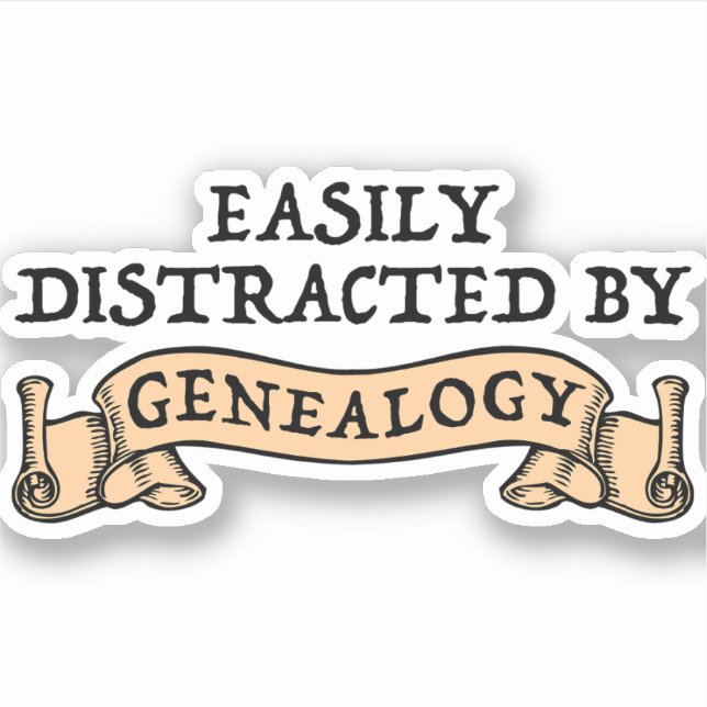 Pegatina Fácilmente Distraído Por Genealogía (Anverso)