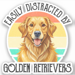 Pegatina Fácilmente Distraído Por Golden Retrievers