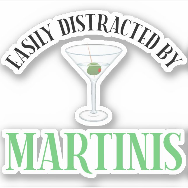 Pegatina Fácilmente Distraído Por Martinis (Anverso)