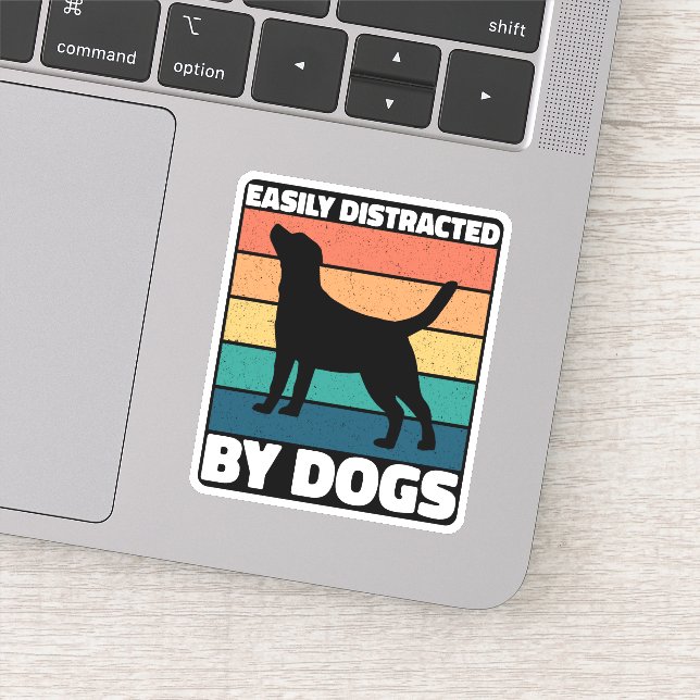 Pegatina Fácilmente Distraído Por Perros Amantes De Perros  (Detalle)