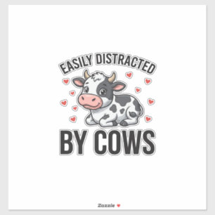Pegatina Fácilmente Distraído por Vacas Gráfico de Vaca Vin
