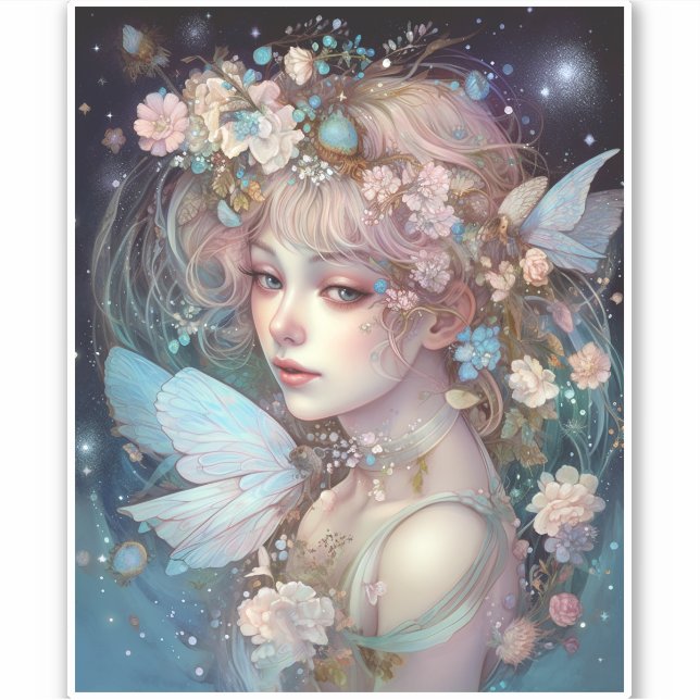 Pegatina Fairy Chica Fantasy Art (Anverso)