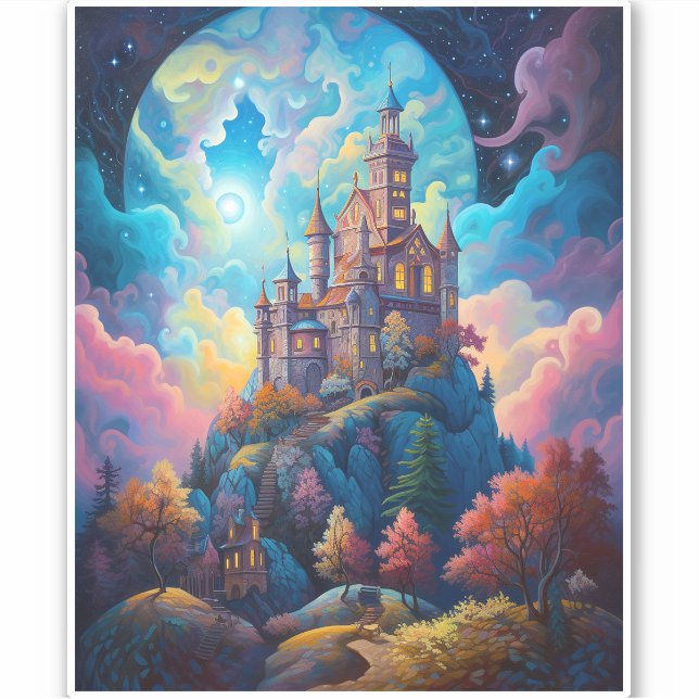 Pegatina Fairy Tale Castle Fantasy Art (Anverso)