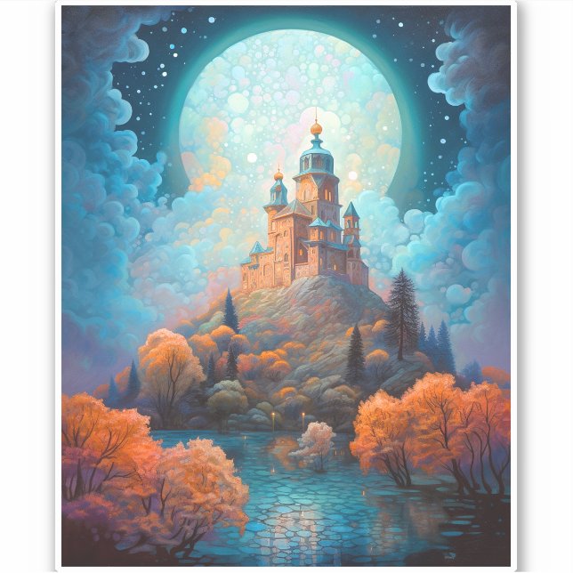 Pegatina Fairy Tale Castle Fantasy Art (Anverso)