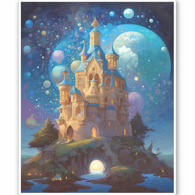 Pegatina Fairy Tale Castle Fantasy Art (Anverso)
