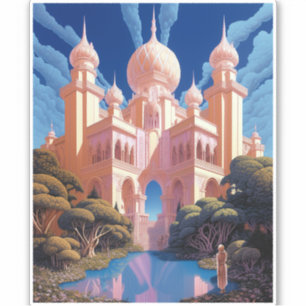 Pegatina Fairy Tale Castle Pink White Gold Fantasma Art