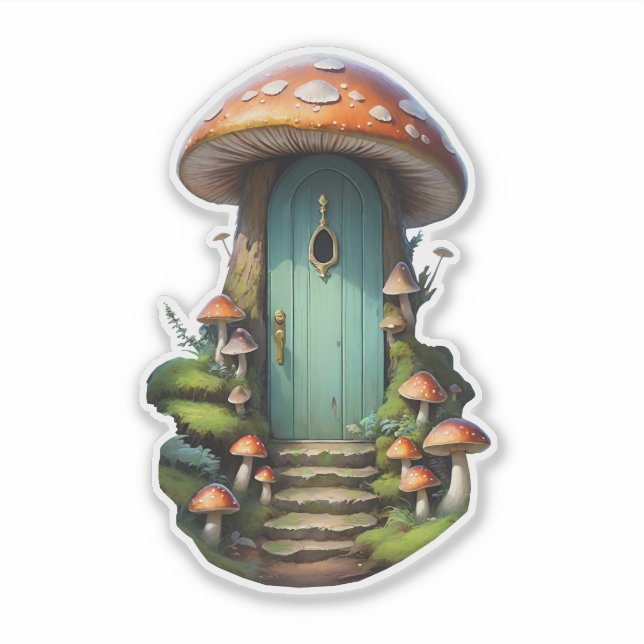 Pegatina Fairycore Mushroom Fairy House (Anverso)