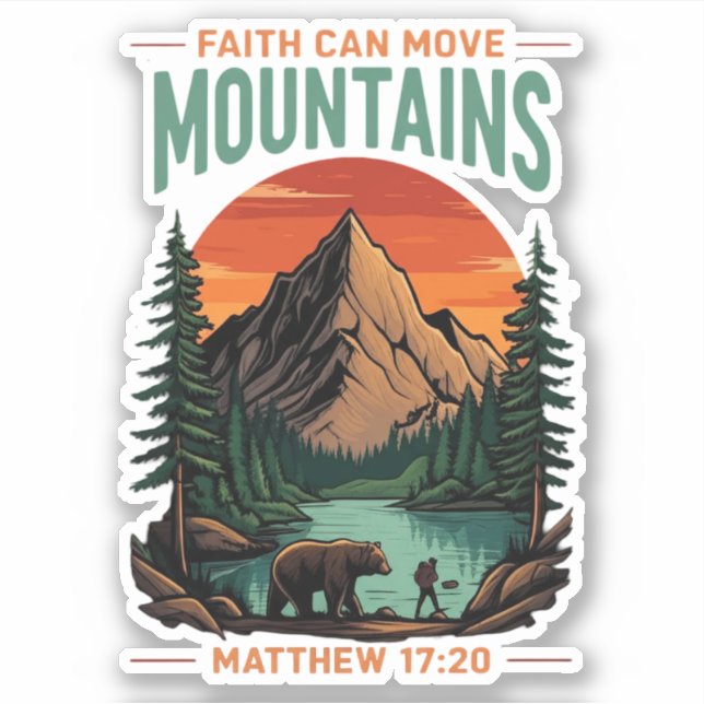 Pegatina Faith Can Move Mountains Adventure Christian (Anverso)