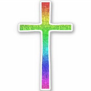 Pegatina Faith Cross Rainbow