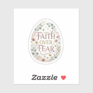 Pegatina Faith Over Fear Floral Easter Egg Religious
