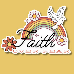 Pegatina Faith Over Fear Retro Style Waterproof