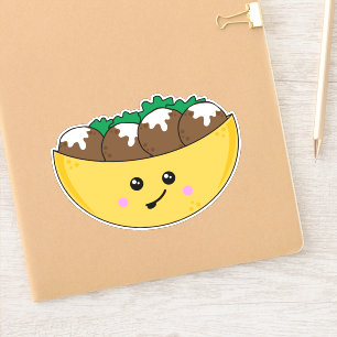 Pegatina Falafel vegetariano kawaii en pan de Pitta