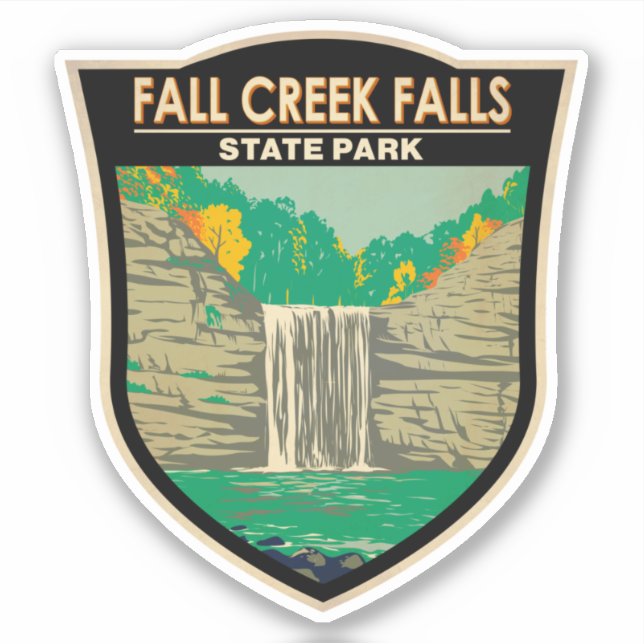 Pegatina Fall Creek Falls Parque Estatal Tennessee Vintage (Anverso)