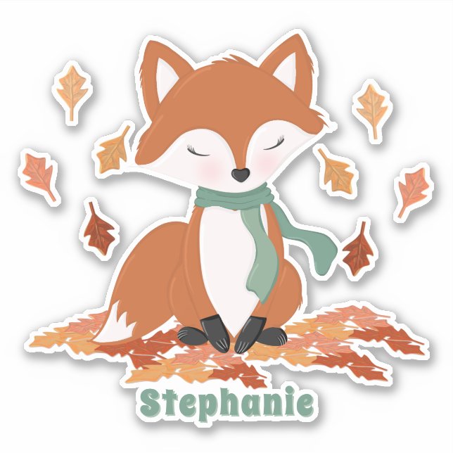 Pegatina Fall Fox Woodland Birthday (Anverso)