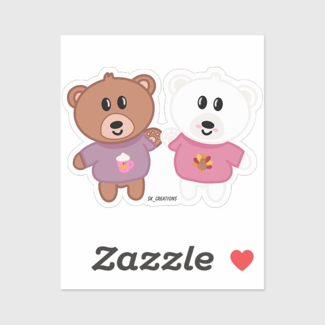 Pegatina Fall Sweater Bear Friends (Hoja)