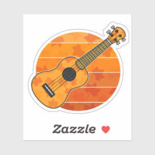 Pegatina Fall Ukulele Uke Player otoño Acción de Gracias