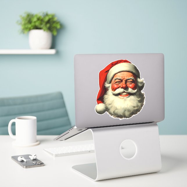 Pegatina Fallo al estilo de época Santa Retro sonriente (Ordenado portátil  en el escritorio)