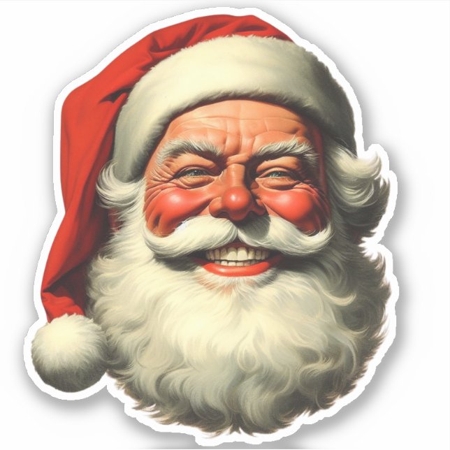 Pegatina Fallo al estilo de época Santa Retro sonriente (Anverso)