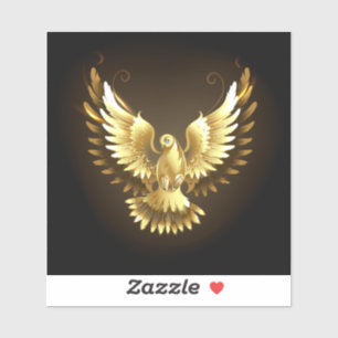 Pegatina Falsa paloma de paz del Relieve metalizado dorado 