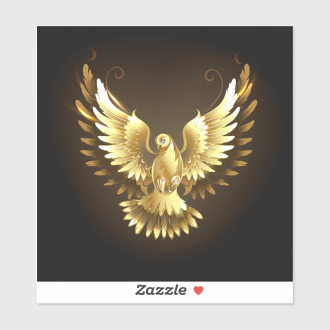 Pegatina Falsa paloma de paz del Relieve metalizado dorado  (Hoja)