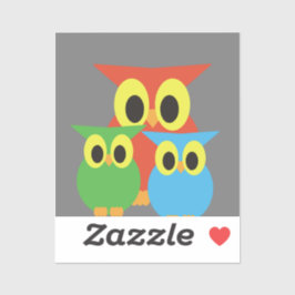 Pegatina Familia búho: rojo, verde y azul