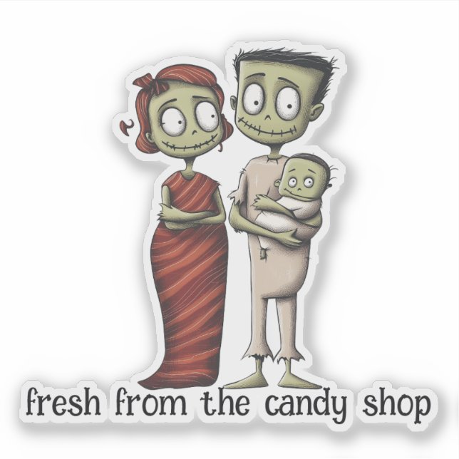 Pegatina Familia Cute Monster (Anverso)