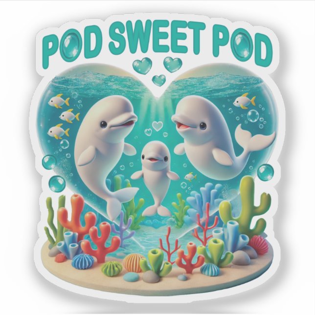 Pegatina Familia de ballenas "Pod Sweet Pod" (Anverso)