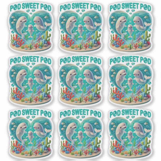 Pegatina Familia de ballenas "Pod Sweet Pod" (Anverso)