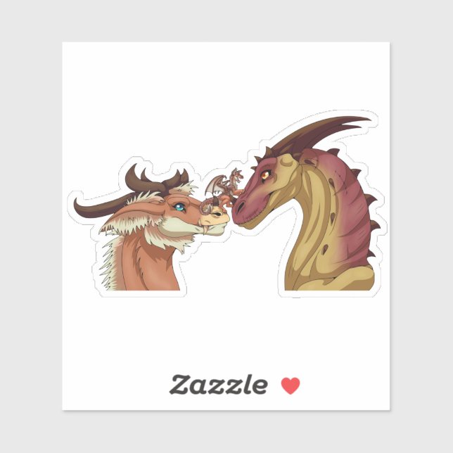 Pegatina Familia de dragones (Hoja)