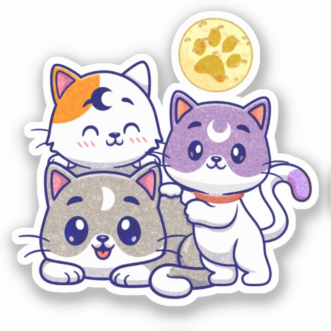 Pegatina Familia de felinos (Anverso)
