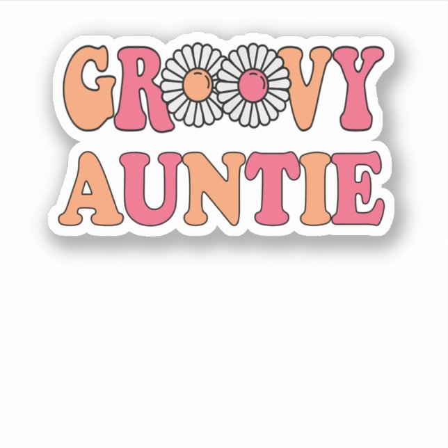 Pegatina Familia Retro Groovy Auntie (Anverso)