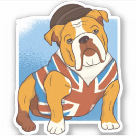 Pegatina Famoso Bulldog británico Bandera inglesa Patriótic