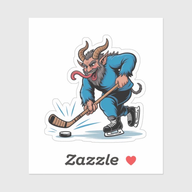 Pegatina Famoso Krampus jugando al hockey sobre hielo (Hoja)