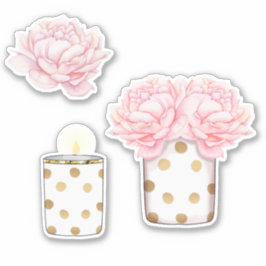 Pegatina Fancioso moderno floral rosa dorado lindo femenino