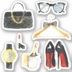 Pegatina Fancy Girly Purse Heels Lipstick Planner Fun