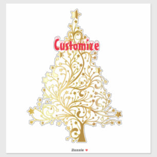 Pegatina Fancy Gold Christmas Tree Thunder_Cove