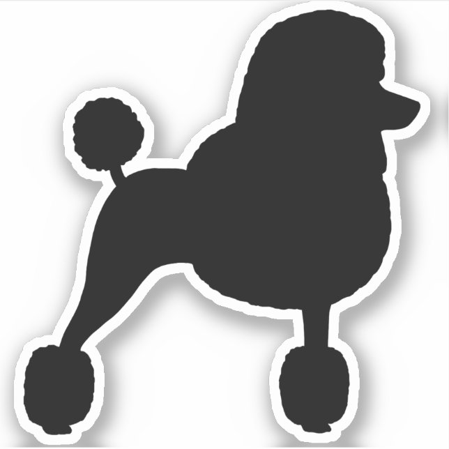 Pegatina Fancy Standard Poodle Dog Silhouette Vinyl Pegatin (Anverso)