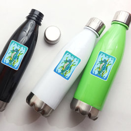 Pegatina Fantasía Blue Green Seahorse Dragon Seaweed Frame