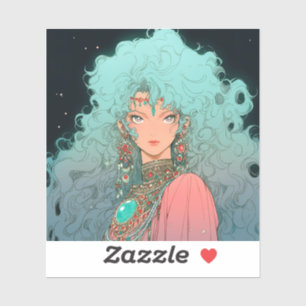 Pegatina Fantasía Bohemia Chica de Anime Estético
