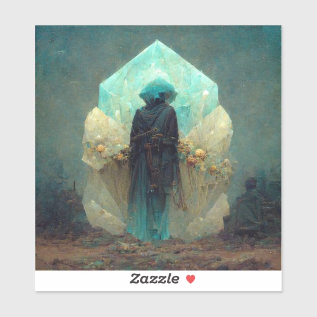 Pegatina Fantasía de ciencia ficción de Crystal Guardian Al (Hoja)