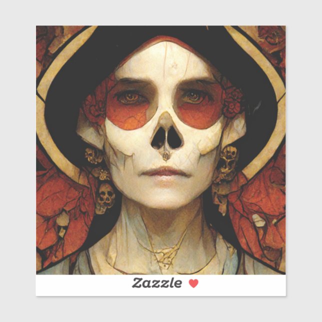 Pegatina Fantasía oscura Cráneo gótico Mujer 2 (Hoja)